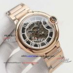 Replica Cartier Blue Balloon Hollow Dial Full Rose Gold Men's Mechanical Watch 